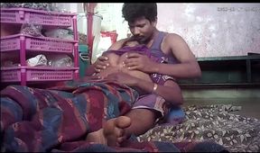 Indian village house wife hot show and eat milk housband