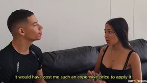 Young Latina babe gives nice blowjob