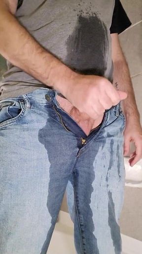 Solo Piss Play and a Cum Blast in the Shower (slow Mo Replay)