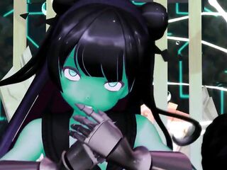 Kancolle Light Cruiser Demon Comics Stripped Dance Monster Gal MMD CG Darksome Green Body Color Edit Smixix