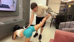 I help my little stepsister with her aerobics classes and end up fucking her really good and hard