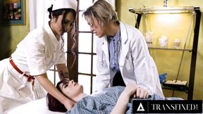 TRANSFIXED - Doctor Dee Williams & Nurse Khloe Kay Seduce Jean Hollywood In Steamy Checkup - PART 1