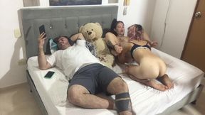 Petite teen with ebony friend and sugar hunk