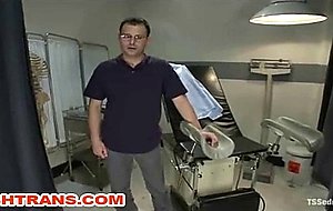 Black ts fucks a guy on gyno table