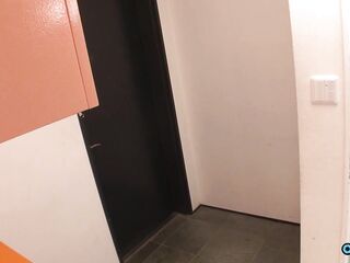 A female office worker seeks a quick solution and performs oral on her coworker after hours