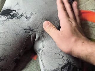 Wow, the stepbrother dared to touch her vagina! Step-sister has such a pretty cunt and follows the contour of her vagina in her leggings