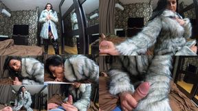 Fur Obsession Continues POV – Bare Hands Handjob, Deepthroat and Cum on My Coat
