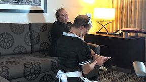 Sissy Maid Worships Boss Feet and Pegged