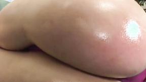 ”Sexy Hollie Gets A Great Cumshot On Her Oiled Butt”