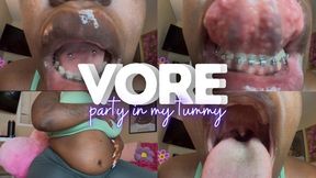 VORE party in my tummy - swallowed and digested - belly bloating - mouth fetish - shrinking fetish