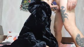 fur fetish, sloppy blowjob in different positions, cum in throat