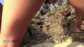 Asian Beauty's Beach Blowjob Tease!