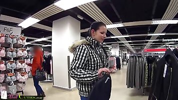 Two girls are getting fucked in various shops to get discounts like no one does