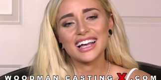 Blonde bombshell Naomi Woods gets down and dirty in her steamy casting couch debut