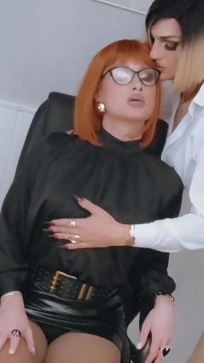 Two Sexy Sissy Do Deep Throat BlowJob   Clip 1