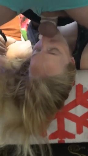 He Uses My Mouth Like a Cunt. Blonde MILF Fucked Hard and Deep in the Throat and Cum on Her Tits.