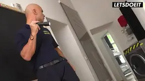Petite blonde backpacker caught naked by security guard