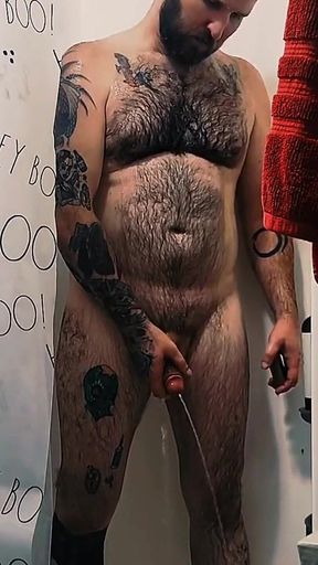 Sexy shower hot tattooed guy