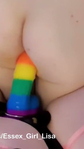 Femdom Pegging. Lisa Pegging Mike With LGBT Rainbow Strap-On   Clip 2