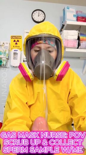 Hazmat Gas Mask Nurse Luna POV collects a sperm sample☣️😷⚠️🧤🍆💦🩺🍑