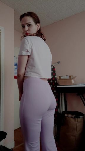 Adorable Trap, Strips, Plugs Her Fat Ass and Jerks off for You