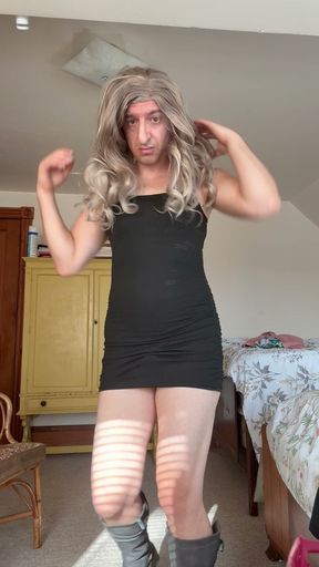 Sexy Black Dress Jerking, and Teasing