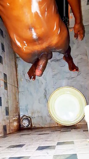 Naked Boy Taking Shower In The Bathroom