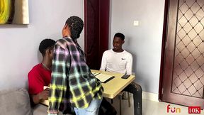 study session quickly turns into a juicy threesome
