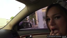 Teen hitchhiker fucks huge dick outdoor POV