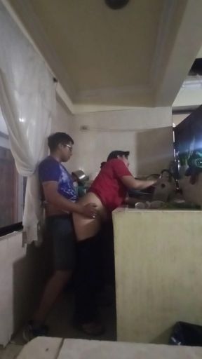 Fucking the Maid in the Kitchen When My Wife Is in the Living Room