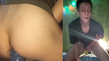 Sexy babe rides a big cock in front of a webcam. Filling the entire sofa with sperm without using my hands