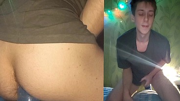 Sexy babe rides a big cock in front of a webcam. Filling the entire sofa with sperm without using my hands
