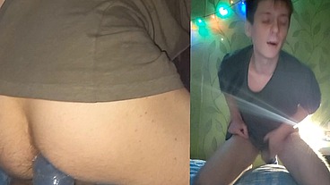 Sexy babe rides a big cock in front of a webcam. Filling the entire sofa with sperm without using my hands