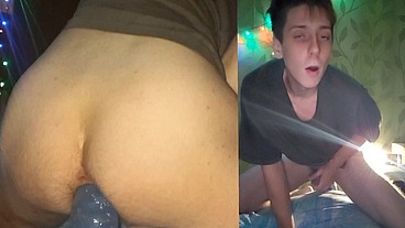 Sexy babe rides a big cock in front of a webcam. Filling the entire sofa with sperm without using my hands
