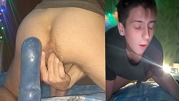 Sexy babe rides a big cock in front of a webcam. Filling the entire sofa with sperm without using my hands