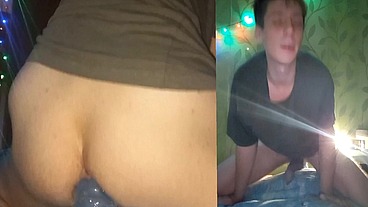 Sexy babe rides a big cock in front of a webcam. Filling the entire sofa with sperm without using my hands
