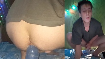 Sexy babe rides a big cock in front of a webcam. Filling the entire sofa with sperm without using my hands