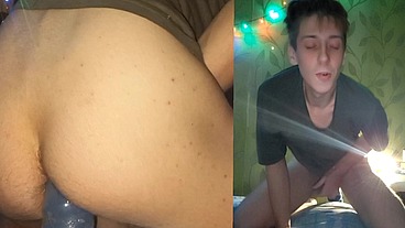 Sexy babe rides a big cock in front of a webcam. Filling the entire sofa with sperm without using my hands