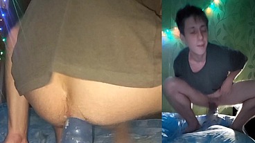 Sexy babe rides a big cock in front of a webcam. Filling the entire sofa with sperm without using my hands