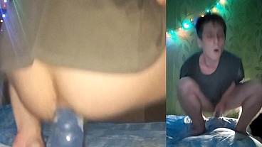 Sexy babe rides a big cock in front of a webcam. Filling the entire sofa with sperm without using my hands