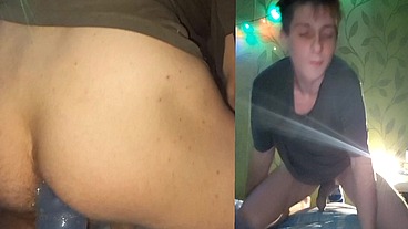 Sexy babe rides a big cock in front of a webcam. Filling the entire sofa with sperm without using my hands