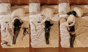 Skinny CD Self Ropes Legs Cuffed Masked Cums Gushing Mess