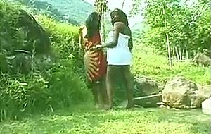 Outdoor fun of two tender shemales