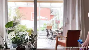 Naked Window Cleaning with a Hot Brunette in a Sheer Dress and No Panties  Amy Haze