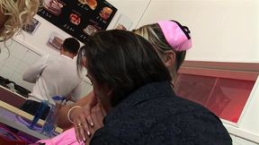 amy azurra carly parker and chloe serve more than pancakes at this diner