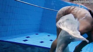 Swimming pool huge breasts teens Andrea