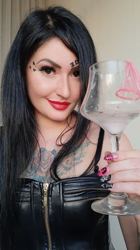 Dirty fetish. Special spit and cum cocktail for you dirty boy by Dominatrix Nika