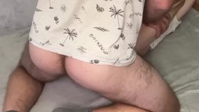Hairy Daddy’s Big Dick Destroyed Young Slut Raw Creampie
