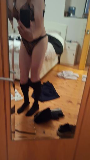 Irish crossdresser stripping after a date night
