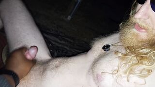 Caught! Draining off nude and munching jism out of his forearm